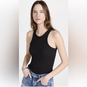 AGOLDE Bailey Scoop Armhole Ribbed Knit Tank Top in Katniss Gray Size Large NWT